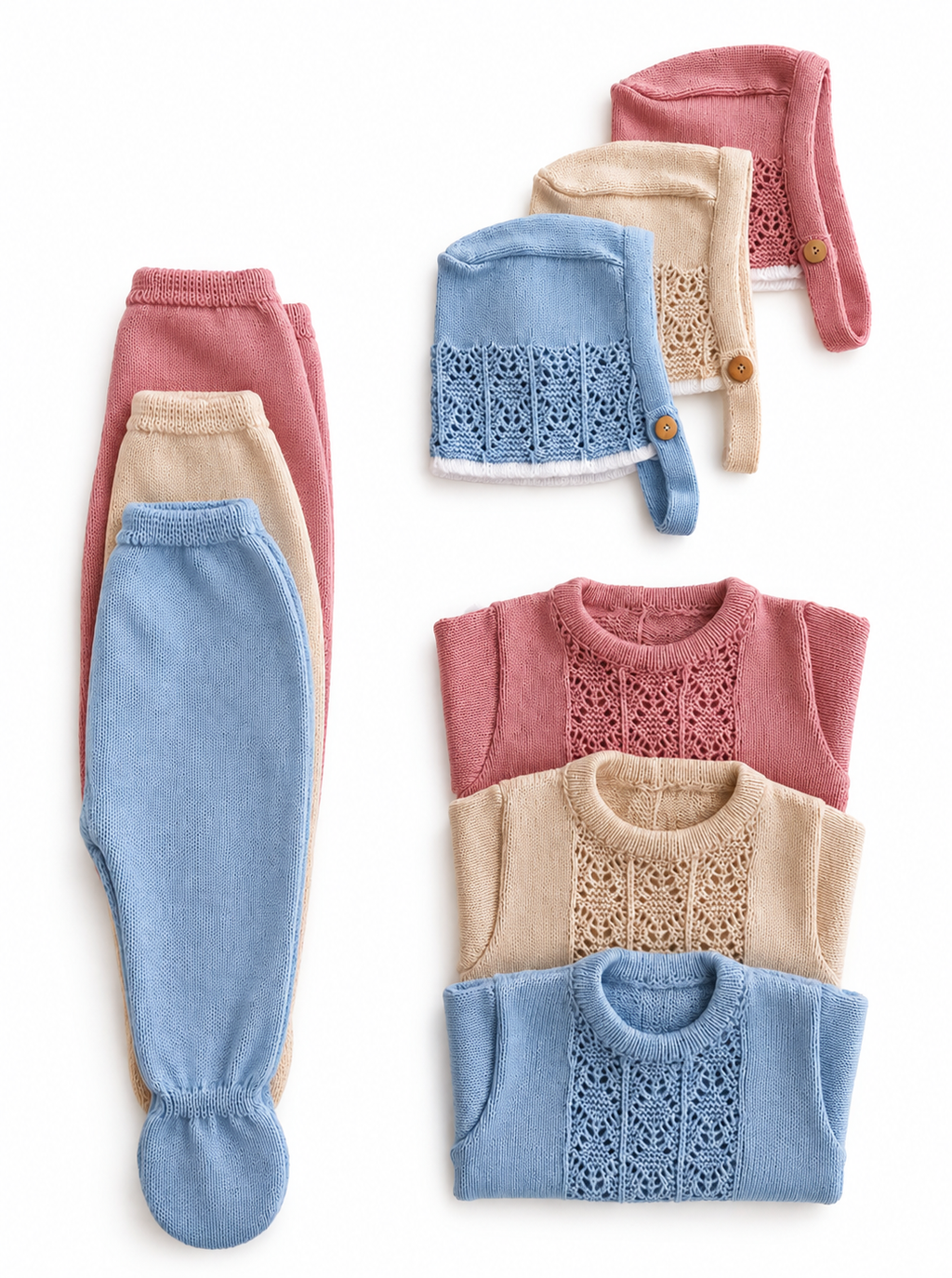Ensemble en maille 3 pièces – Première tenue